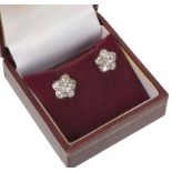 A Pair of 18ct Diamond Daisy Earrings with Old Cut Diamonds