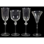 Four Lalique Crystal Wine Glasses: One signed R Lalique,