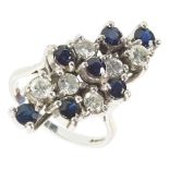 An 18ct Abstract Diamond and Sapphire Dress Ring
