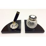 A Mont Blanc and Lalique Limited Edition Pen and Ink Stand: In two sections,