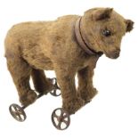A Steiff Mohair Bear: Circa 1908 with black boot button eyes, black stitched nose, mouth and claws,
