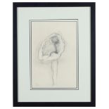 A K (20th century): Figural nude study, pencil drawing, signed lower left with intials,