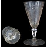 An Early 19th Century Armorial Glass and Gambling Cup With Dice: The Armorial to the tall glass