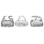 Three Antique Silver Wine Labels: By different makers and different dates, incised "Port",