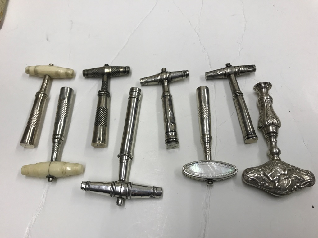 Eight Silver Travel/Pocket Corkscrews: To include Georgian and later examples, - Image 3 of 5