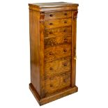 A Walnut Wellington Secretaire Chest: On plinth base,