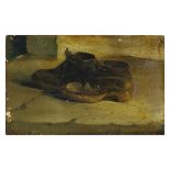 English School (19th century): Study of boots, oil on panel, H 16.