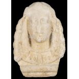 A Bust of A Lady: 16th century or earlier, limestone, showing remnants of old white paint,
