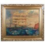 Naive School (19th/20th century): Portrait of a ship, oil on canvas, signed lower centre 'S.