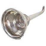 An Antique Silver Wine Funnel: Marks very rubbed,