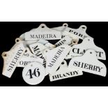 A Quantity of Ceramic Wine Bin Labels: To include Wedgwood,
