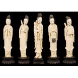 A collection of five Chinese ivory carvings: 19th century,