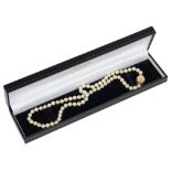 A Chinese 14k Clasped Single Strand of Pearls,