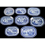 A collection of 17th & 18th Century Chinese blue & white plates: Depicting garden landscapes with