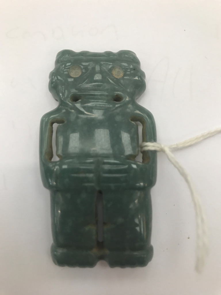 A Costa Rican Jade Ritual Carving, possibly Pre-Columbian: Of a celadon green tone, - Image 2 of 3