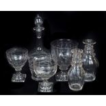 An Assorted Quantity of Glass: To include an Edwardian stoppered decanter,