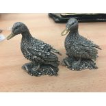 Two HM silver filled ducks