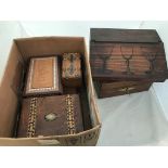 A box of 19th century and later writing slopes,