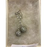 A pair of heavy 18ct diamond set ball drop earrings