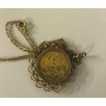 A 1906 half sovereign pendant on a gold chain