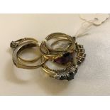 Seven 9ct dress rings