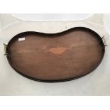 An Edwardian mahogany kidney-shaped tray