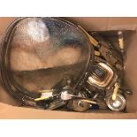 A box of silver plate to inc teaset,