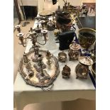 A quantity of silver plate to inc candlesticks,