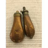 Two 19th century copper pistol flasks