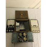 Cased silver teaspoons and salts;