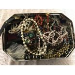 A quantity of dress jewellery and coins etc