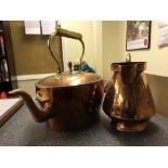 A copper kettle and ewer