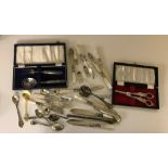 A quantity of EPNS flatware and cased grape scissors