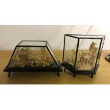 Two framed and glazed Oriental cork dioramas