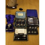 Five cased HM silver sets of cutlery;