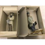 Two boxed Lladro figures of clowns: one playing the saxophone and another playing the violin