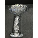 Waterford crystal boxed items: two Lismore decanters, a large seahorse centrepiece,