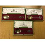 Three cased HM silver commemorative spoons for the Coronation of 1937