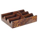 A Wine Carrier: mahogany and faux tortoiseshell,