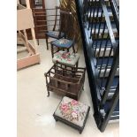 A quantity of furniture to inc two dining chairs, two stools,