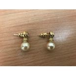 14k diamond and pearl earrings