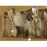 HM silver cutlery to inc six Georgian table forks by WE and WF, six Georgian table forks by JH,