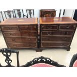 A pair of mahogany Georgian-style two over three chests of drawers