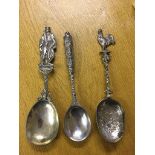 Three HM silver decorative spoons: two by Berthold Muller