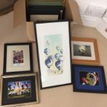 A quantity of pictures of hot air balloon interest to include a signed watercolour & various signed