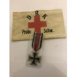 Probe SCHW Red Cross armband with WWII 2nd class Iron Cross