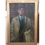 A half length portrait of a gentleman wearing a cap and glasses, oil on canvas board,