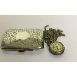 A ladies enamelled pocket watch;