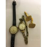 Two gold ladies wristwatches