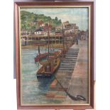 St Ives School (19th/20th century): Harbour scene, St Ives, oil on canvas,